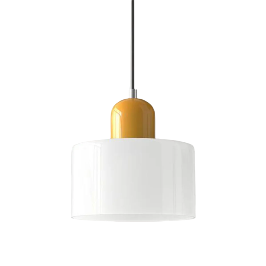 Suspension Cylindre Verre Élégant Salon | Orange et Rouge Lumière Chaude