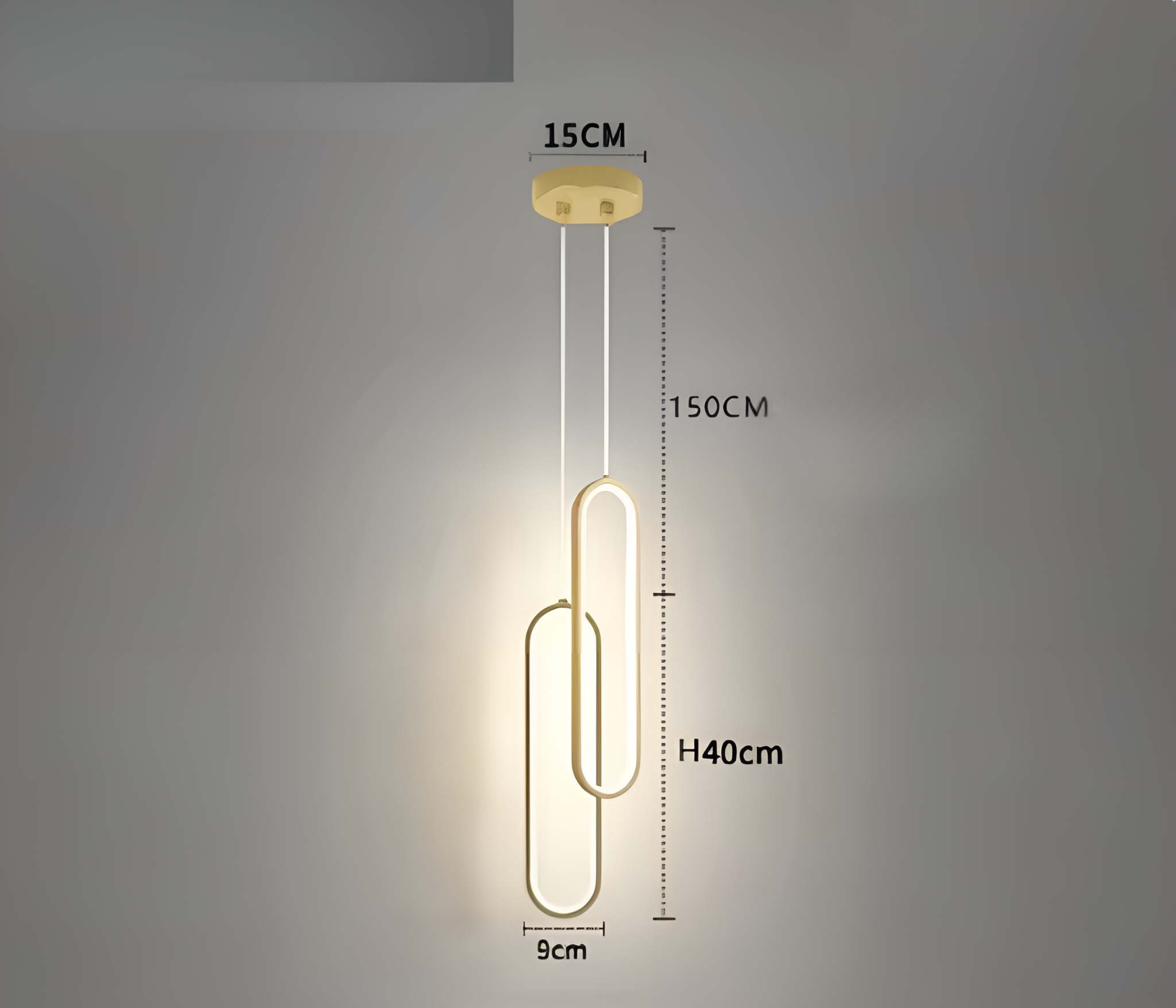 GildedGlow Suspension LED Dorée Ambiance | Noir Simple ou Autre Lumière Chaude