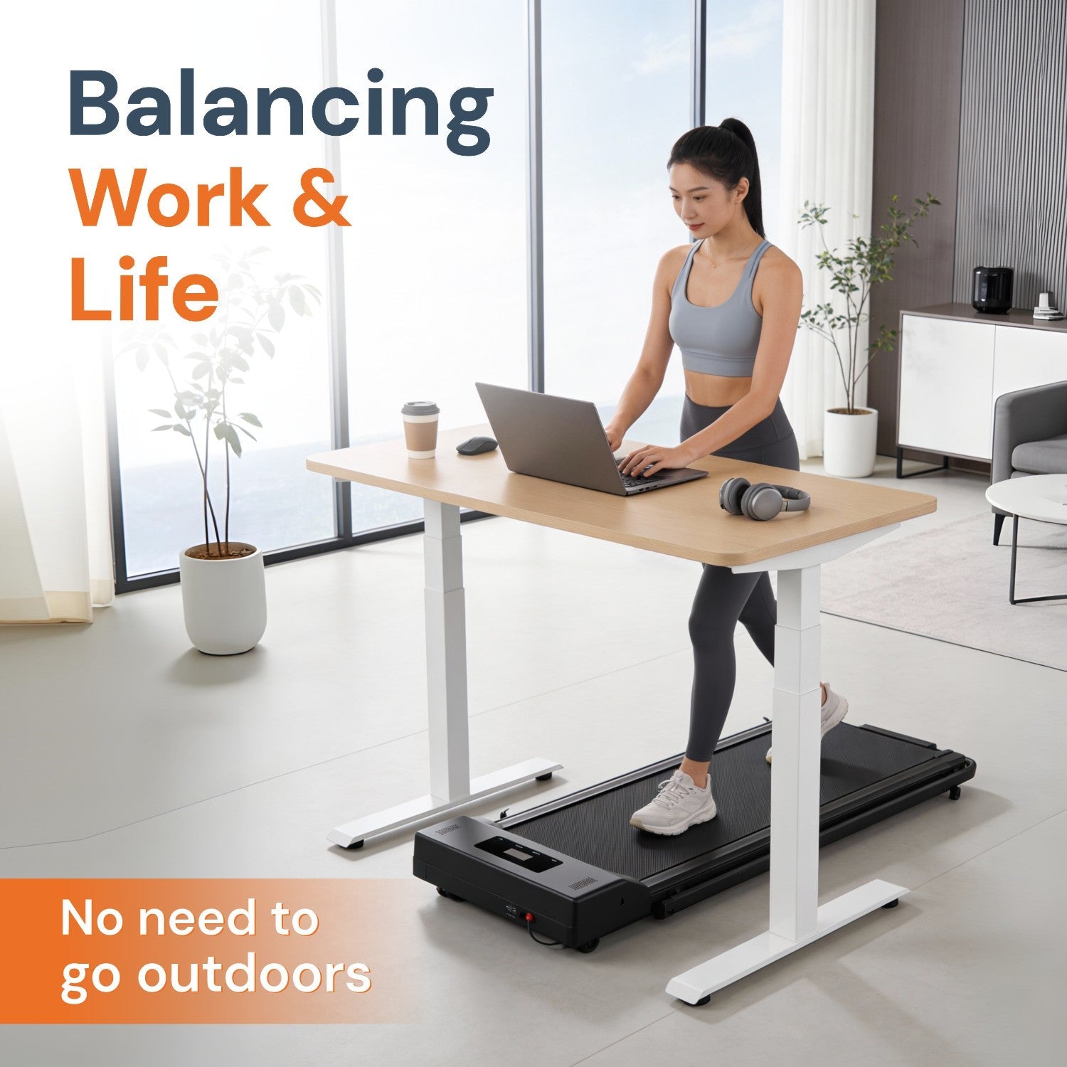 Tapis de Marche 4-en-1 avec Rampes Pliables pour Bureau Debout