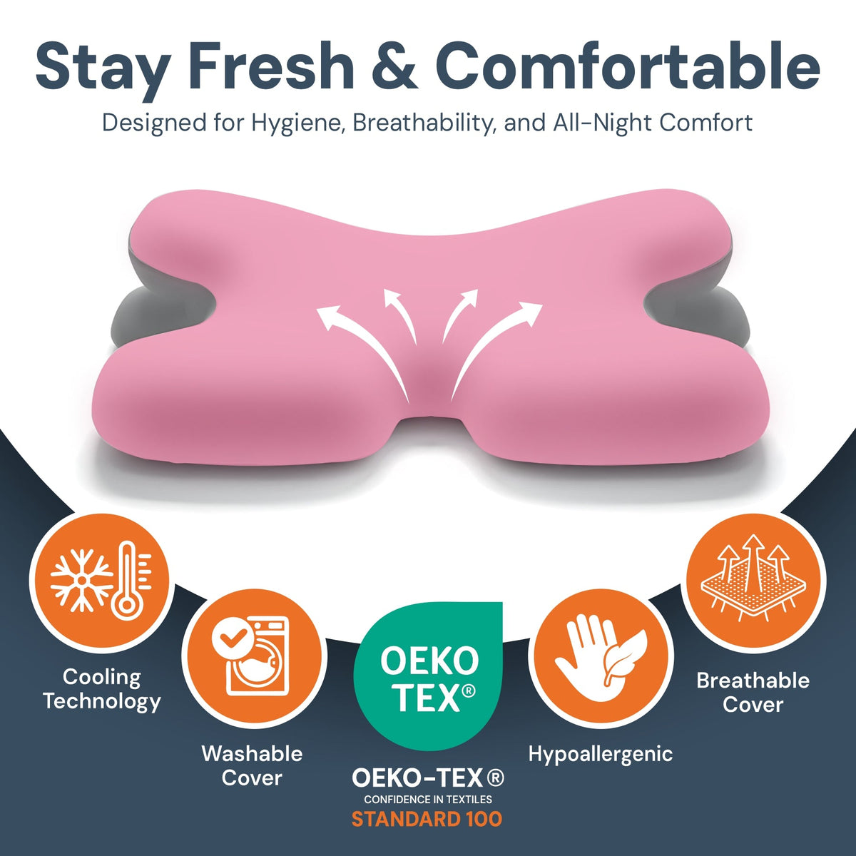 Oreiller Cervical en Mémoire de Forme — 4 Couleurs pour Soulager la Nuque