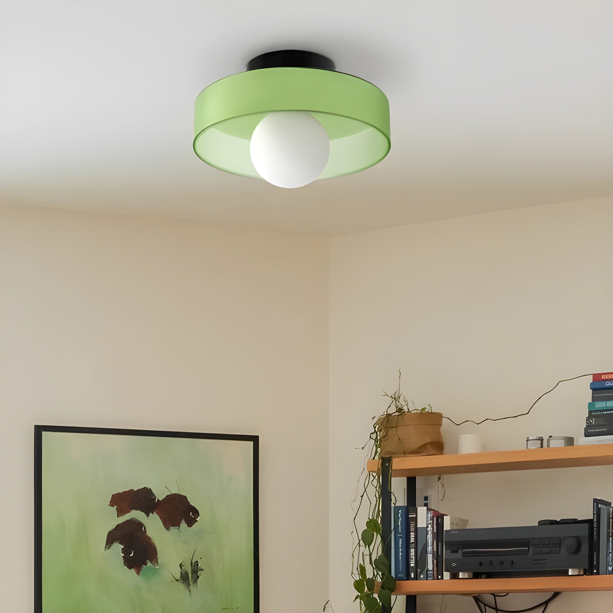 GlowNordic Plafonnier Verre LED Scandinave | Orange 25×15cm pour Toutes Pièces
