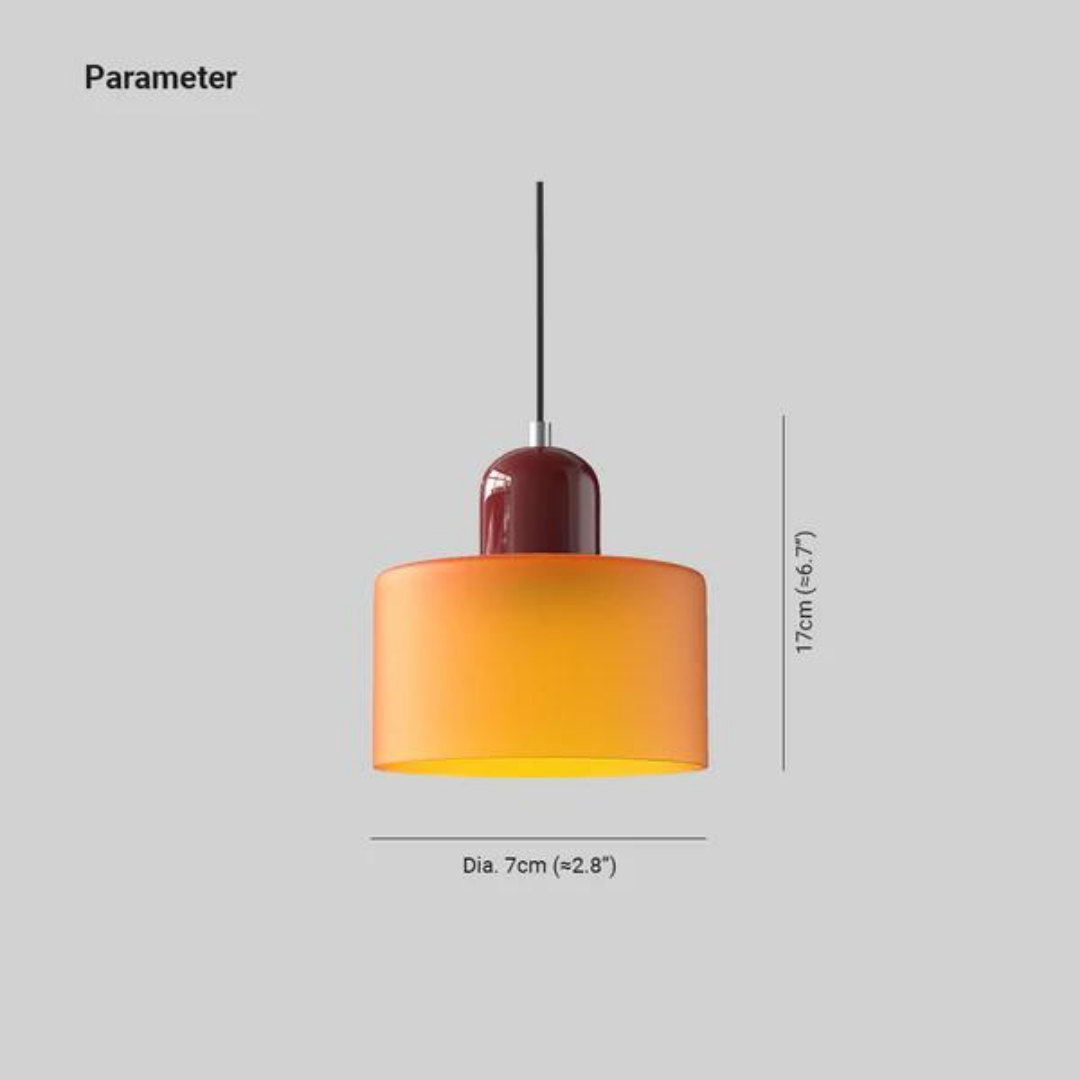 Suspension Cylindre Verre Élégant Salon | Orange et Rouge Lumière Chaude