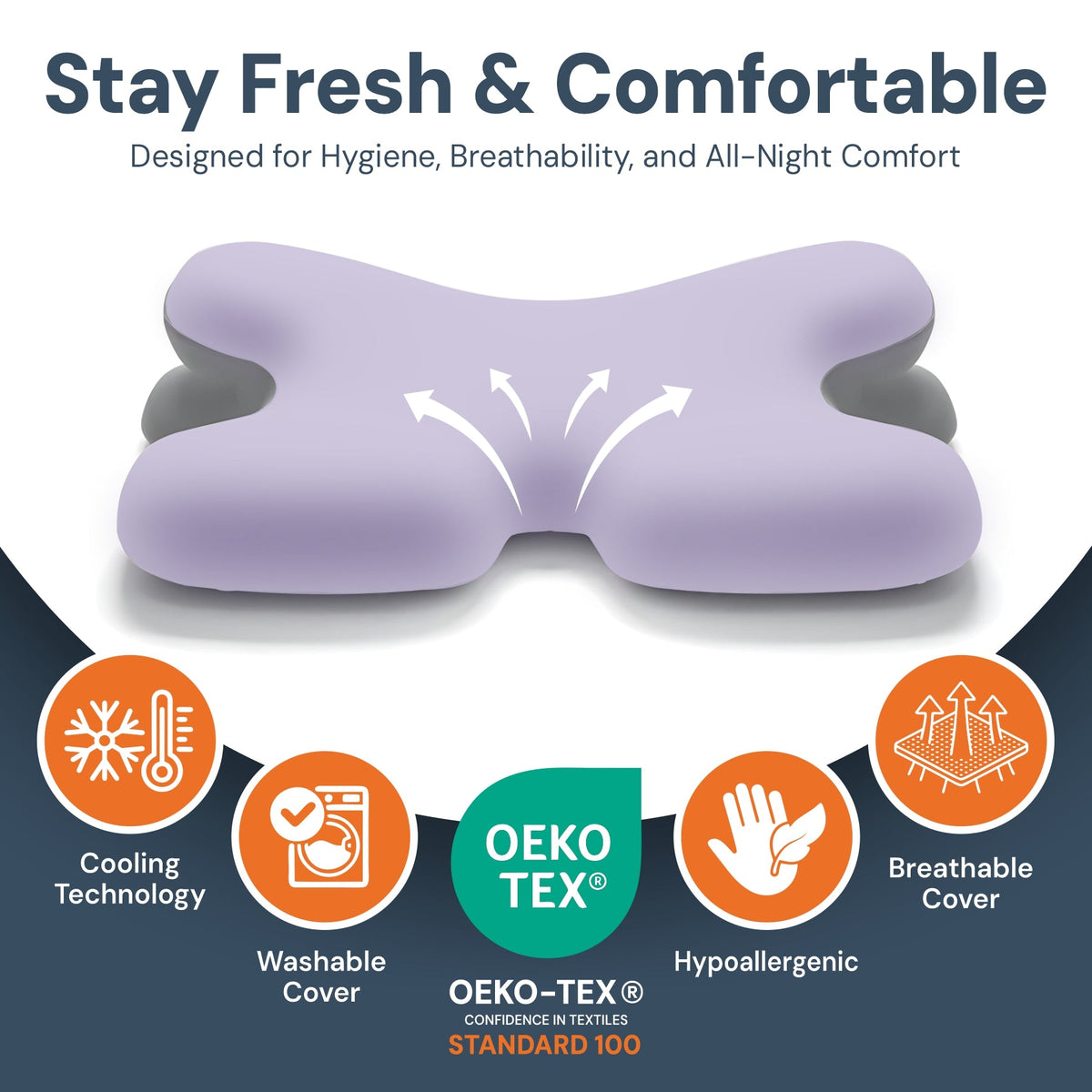 Oreiller Cervical en Mémoire de Forme — 4 Couleurs pour Soulager la Nuque