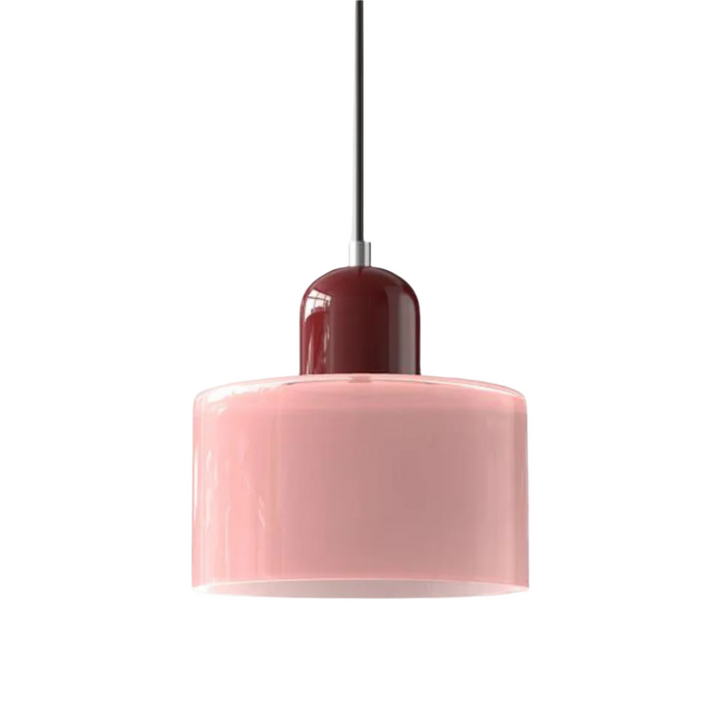 Suspension Cylindre Verre Élégant Salon | Orange et Rouge Lumière Chaude