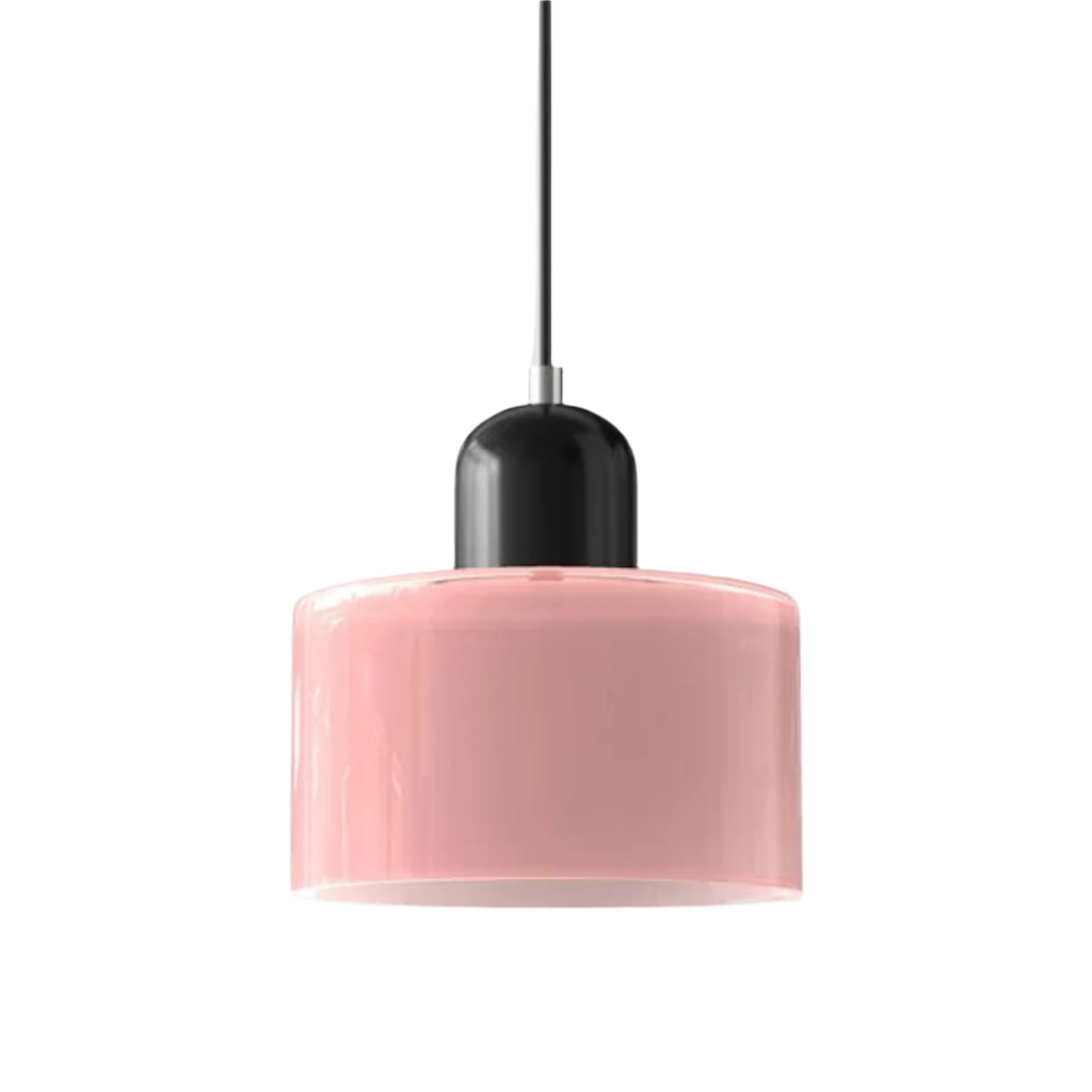 Suspension Cylindre Verre Élégant Salon | Orange et Rouge Lumière Chaude