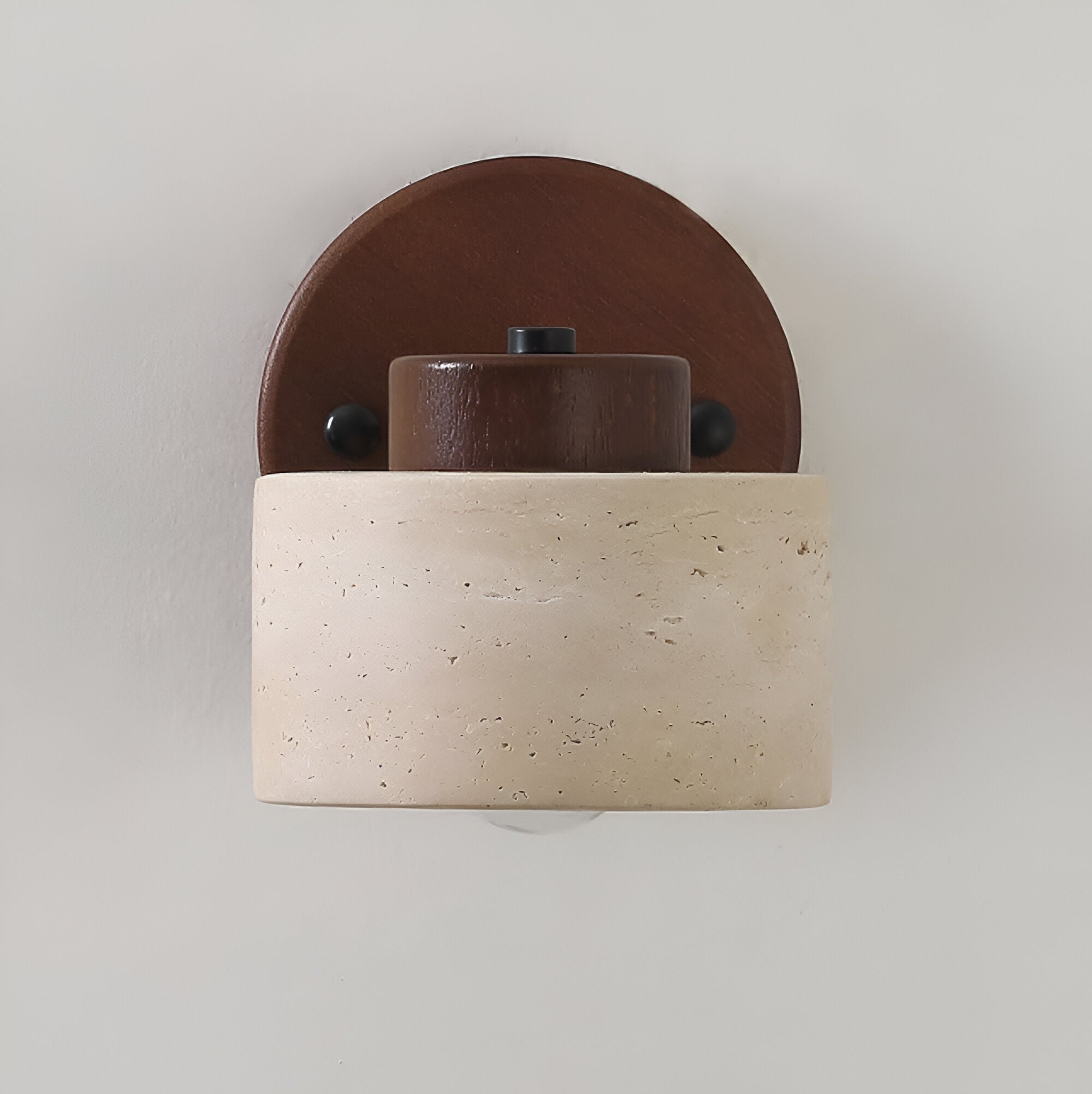 Applique Travertin et Bois Cylindre Minimaliste | Naturel LED