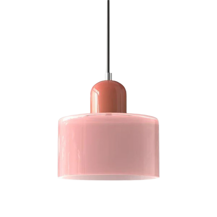 Suspension Cylindre Verre Élégant Salon | Orange et Rouge Lumière Chaude