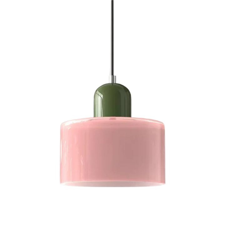 Suspension Cylindre Verre Élégant Salon | Orange et Rouge Lumière Chaude