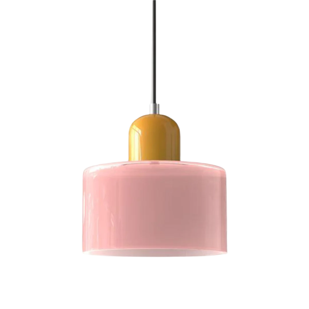 Suspension Cylindre Verre Élégant Salon | Orange et Rouge Lumière Chaude