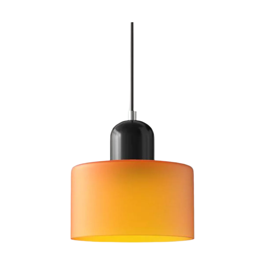 Suspension Cylindre Verre Élégant Salon | Orange et Rouge Lumière Chaude