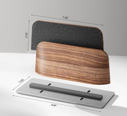 Support Vertical Laptop en Bois Noyer — Libère l'Espace et Améliore la Ventilation