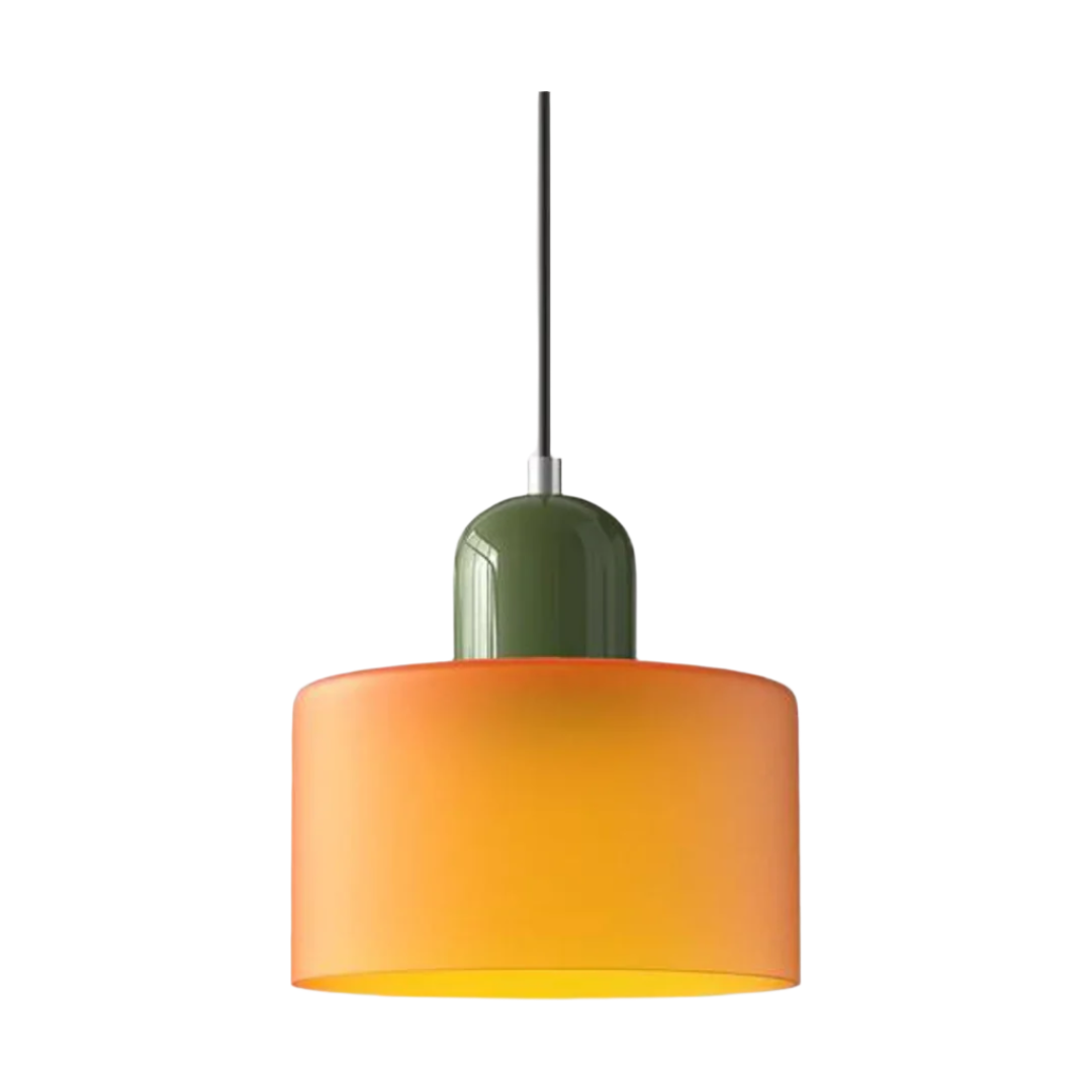 Suspension Cylindre Verre Élégant Salon | Orange et Rouge Lumière Chaude