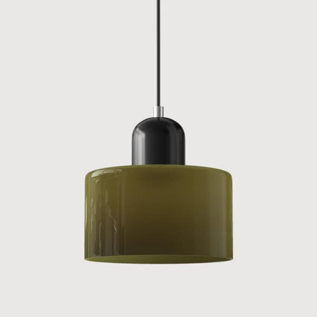 Suspension Cylindre Verre Élégant Salon | Orange et Rouge Lumière Chaude