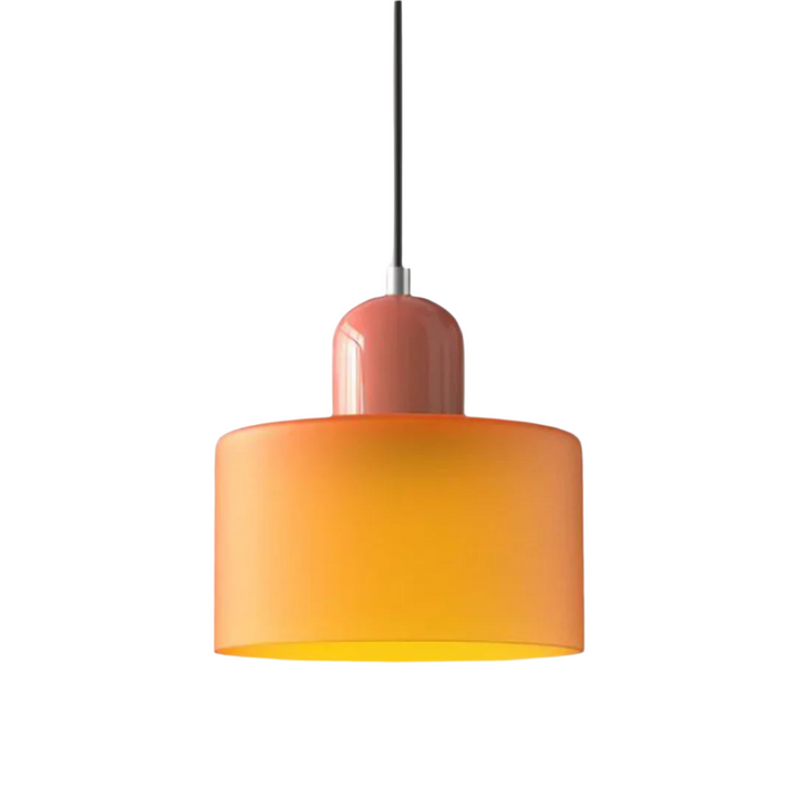 Suspension Cylindre Verre Élégant Salon | Orange et Rouge Lumière Chaude