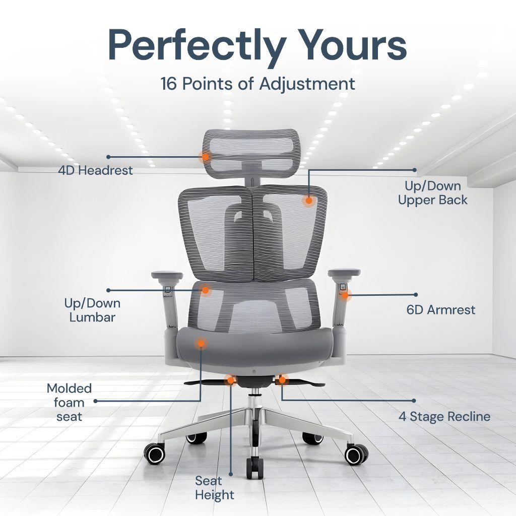 Chaise de Bureau Apex en Maille Haute Performance — Ergonomie Avancée