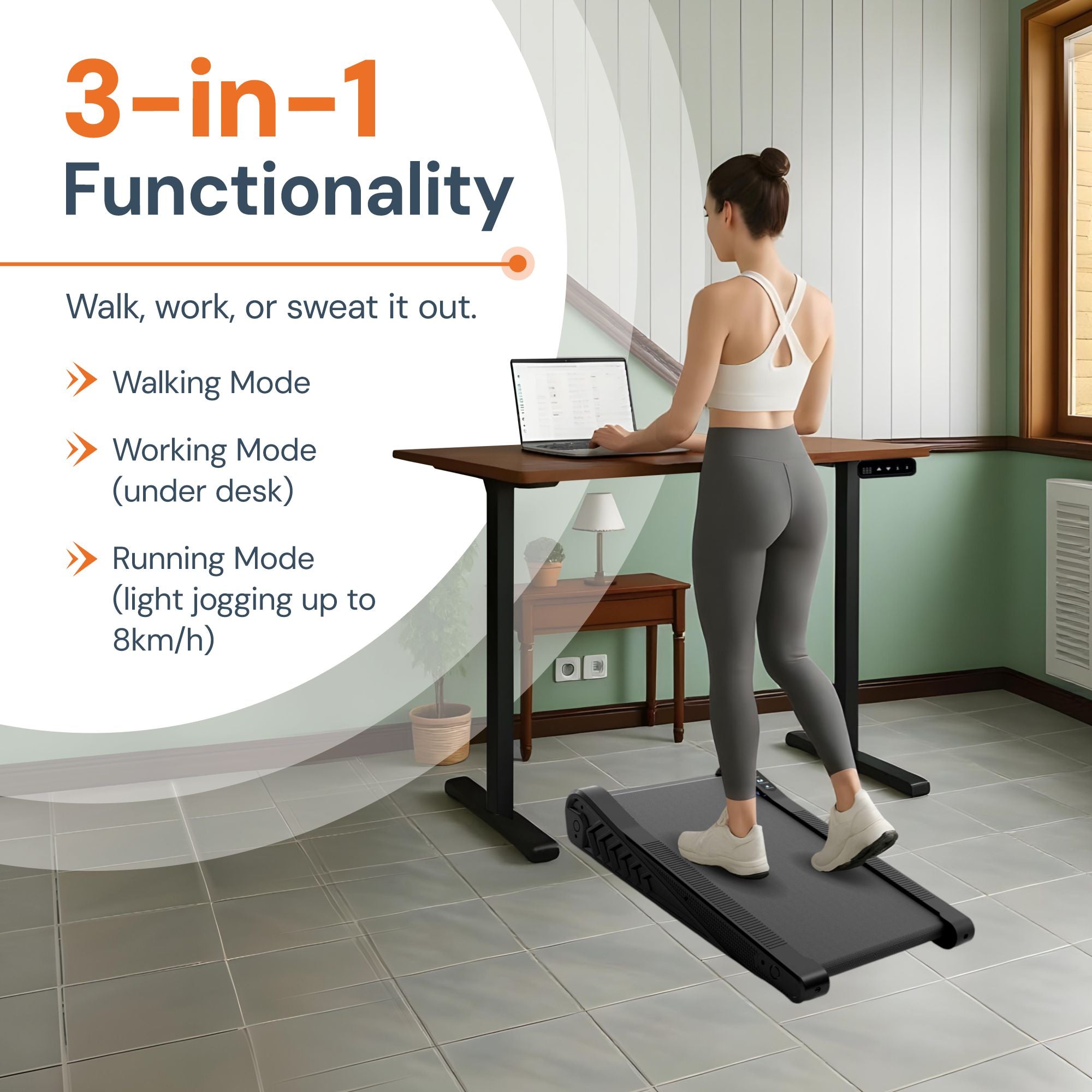 STRIDE PRO — Tapis de Marche Incliné Mini pour Bureau Debout