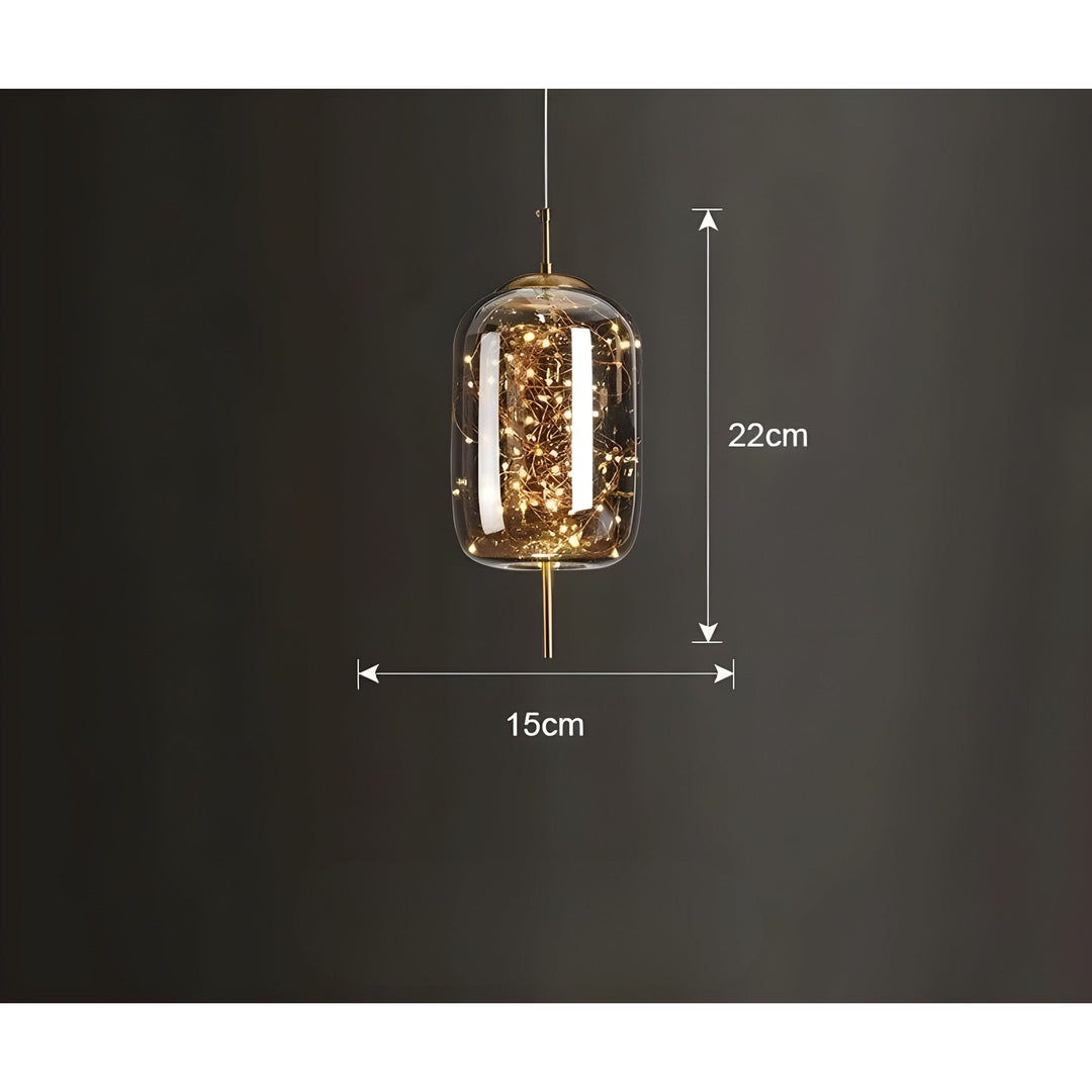 CrystalBeam Suspension LED Effet Étoile Scintillante | Verre Fumé Gris Froid