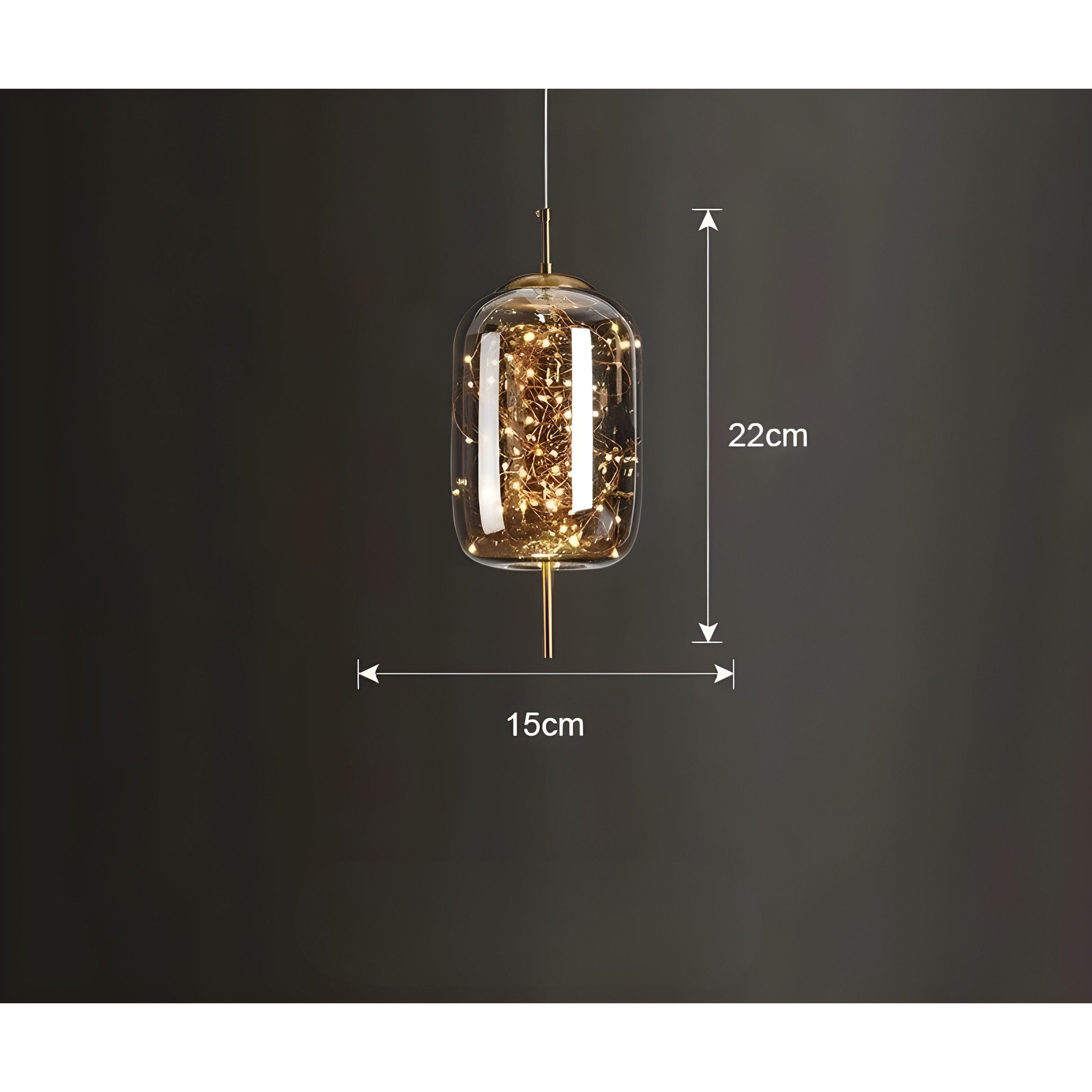 CrystalBeam Suspension LED Effet Étoile Scintillante | Verre Fumé Gris Froid