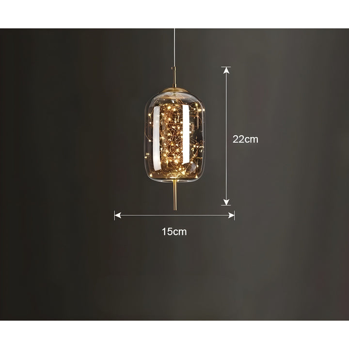 CrystalBeam Suspension LED Effet Étoile Scintillante | Verre Fumé Gris Froid