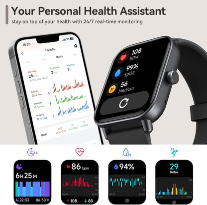 Montre Connectée Fitness Tracker — Suivi Santé Sport et Sommeil