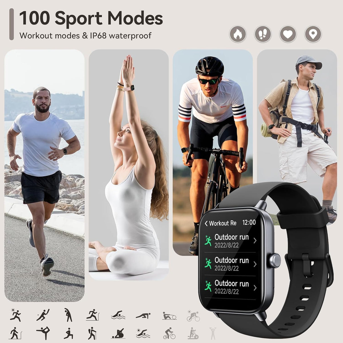 Montre Connectée Fitness Tracker — Suivi Santé Sport et Sommeil
