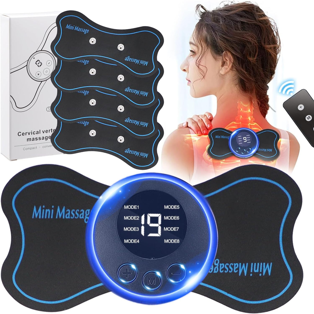 Set Masseur Électrique EMS TENS avec Patches — Corps et Nuque