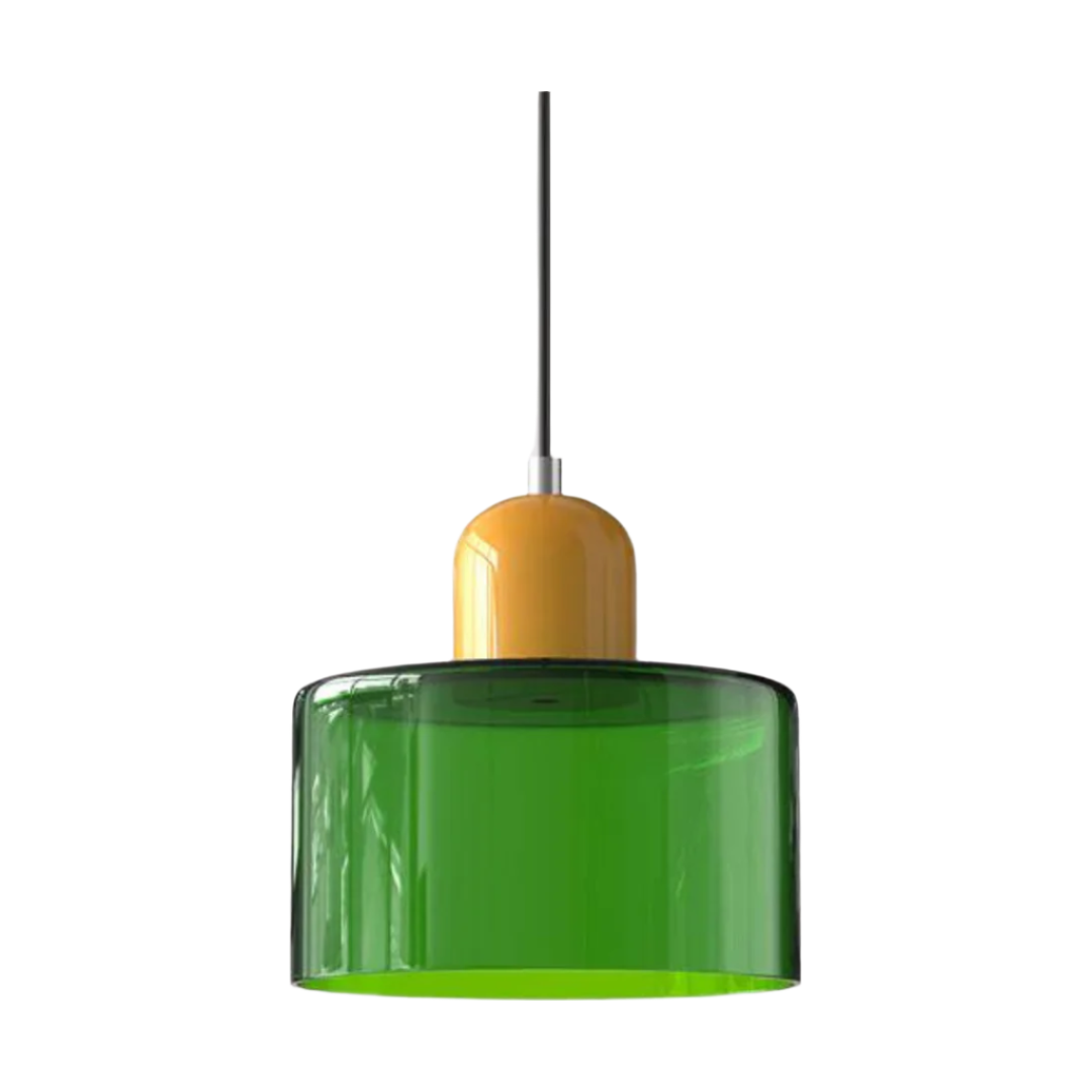Suspension Cylindre Verre Élégant Salon | Orange et Rouge Lumière Chaude