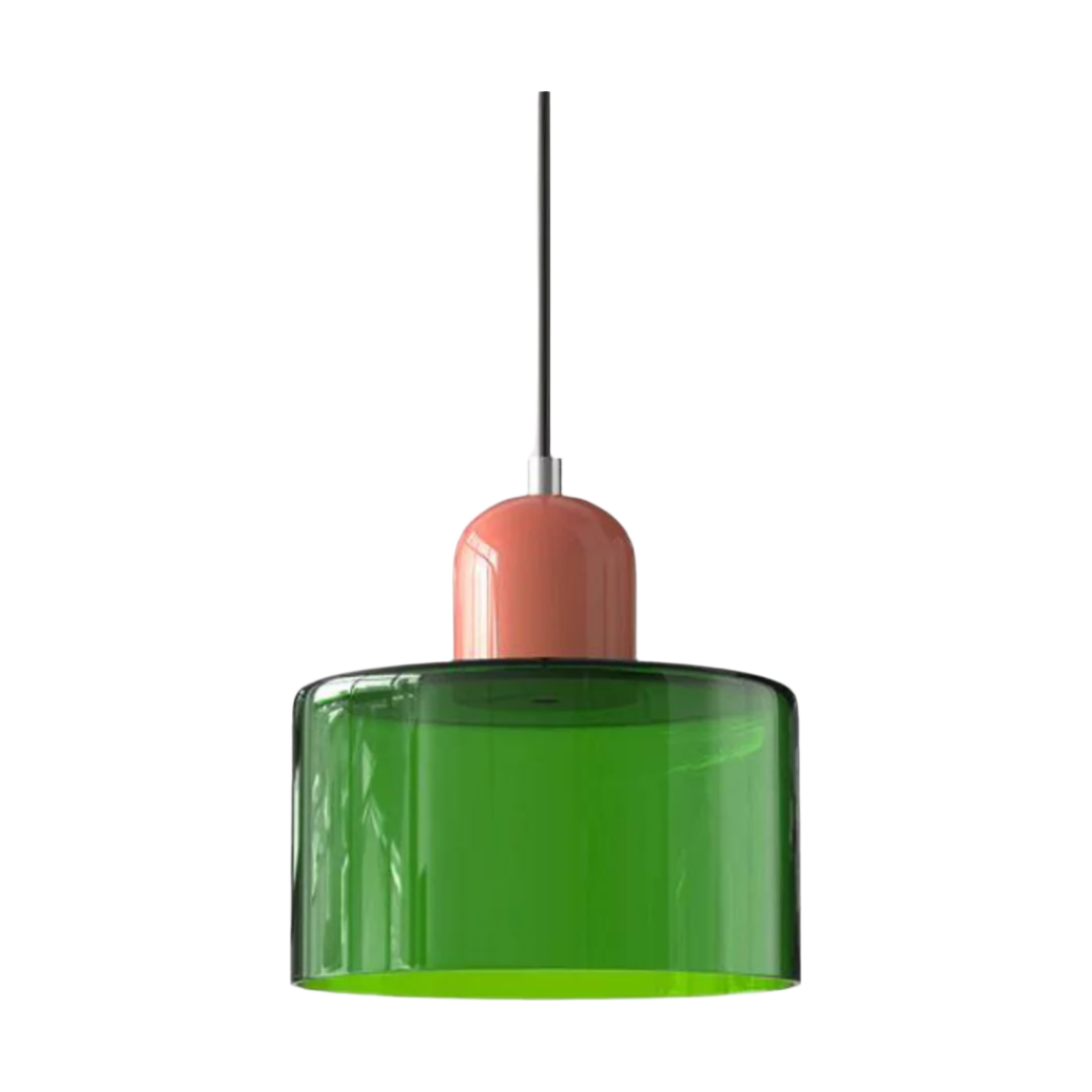 Suspension Cylindre Verre Élégant Salon | Orange et Rouge Lumière Chaude