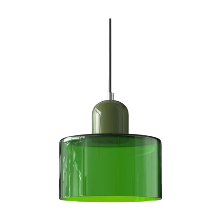 Suspension Cylindre Verre Élégant Salon | Orange et Rouge Lumière Chaude