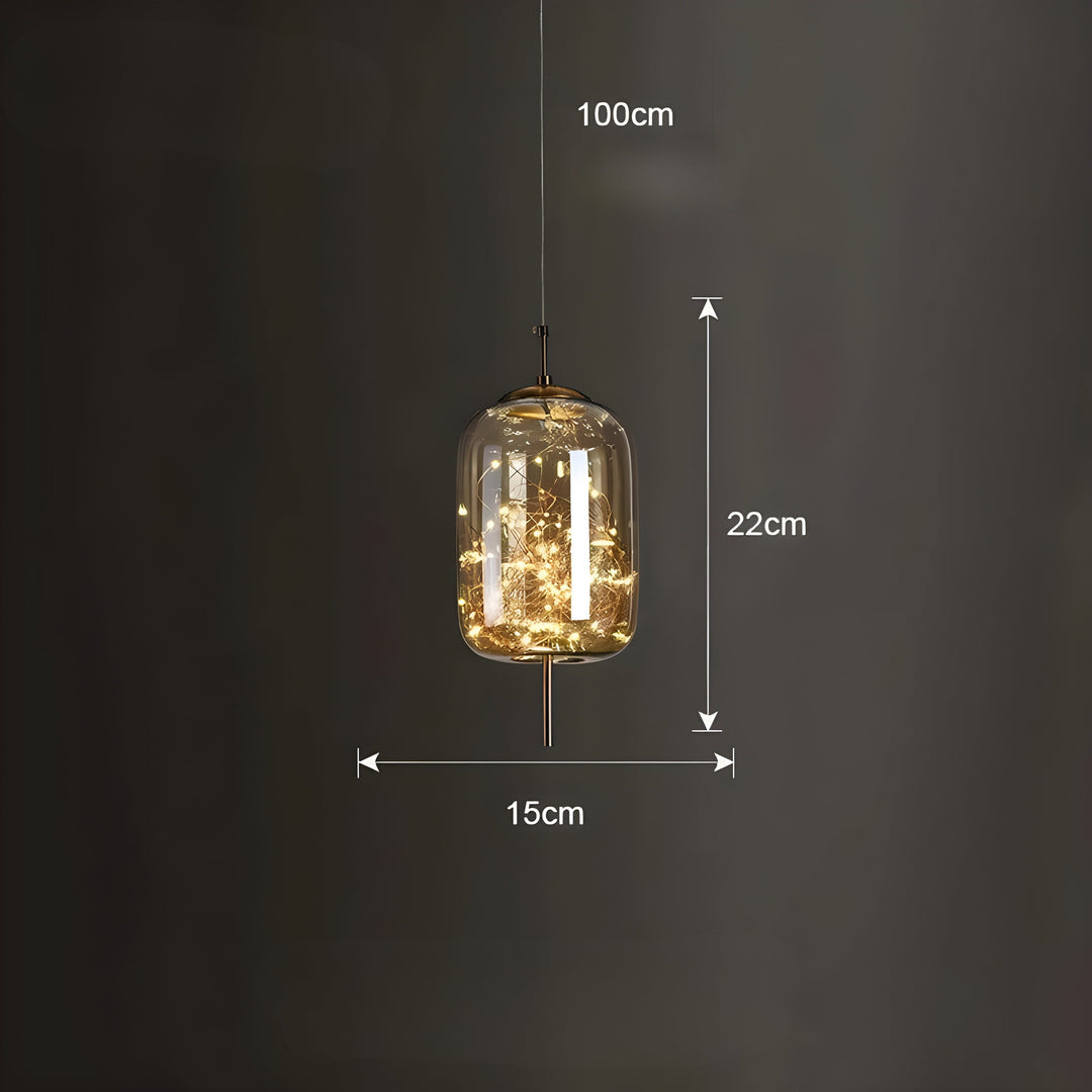 CrystalBeam Suspension LED Effet Étoile Scintillante | Verre Fumé Gris Froid