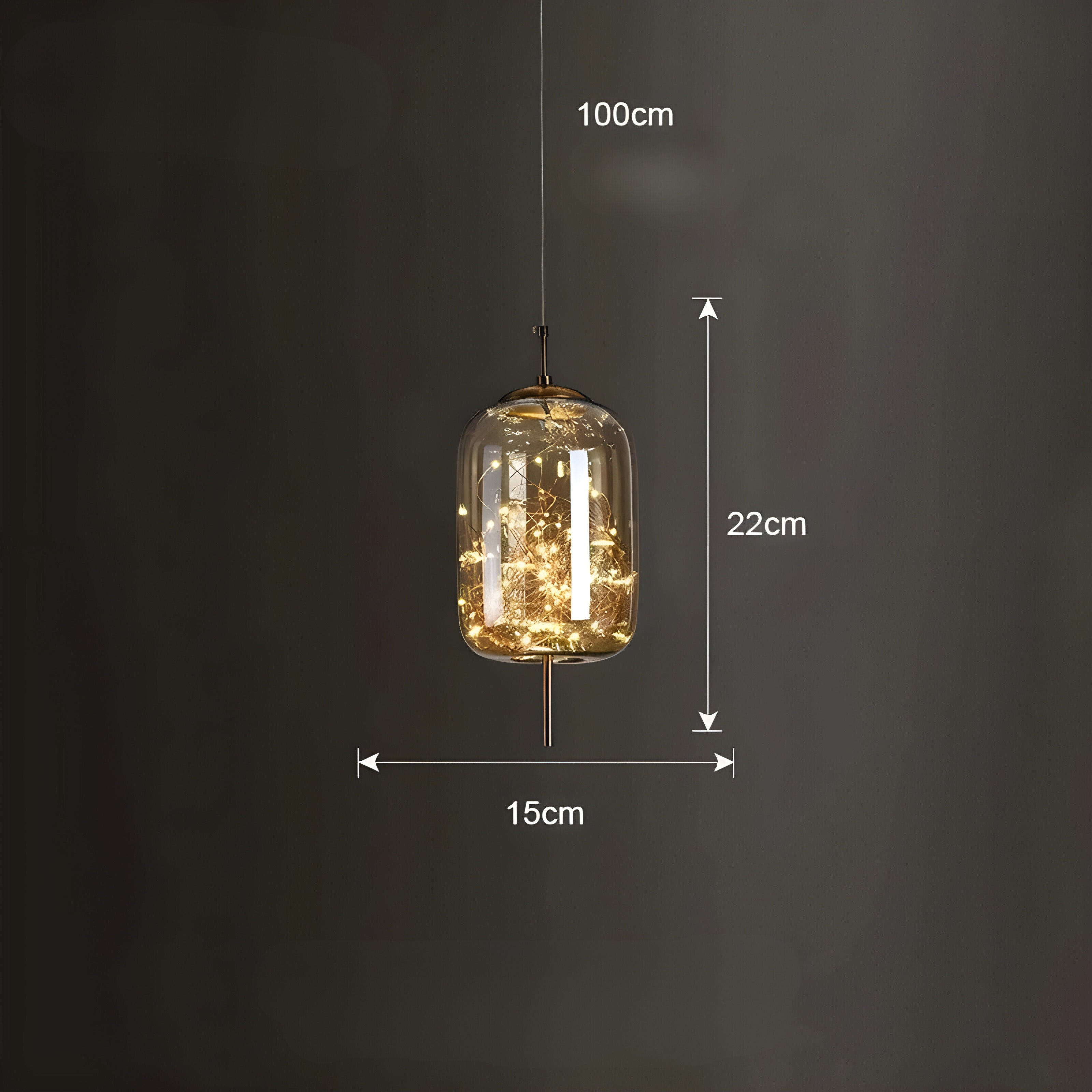 CrystalBeam Suspension LED Effet Étoile Scintillante | Verre Fumé Gris Froid