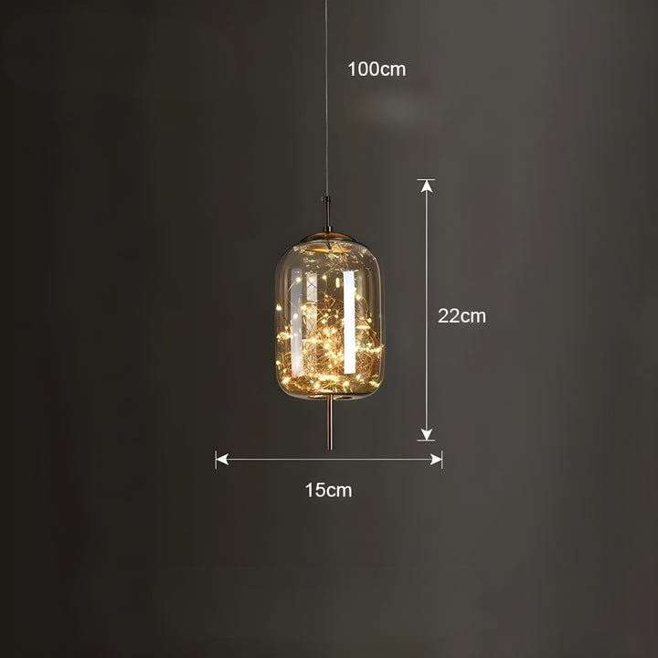CrystalBeam Suspension LED Effet Étoile Scintillante | Verre Fumé Gris Froid