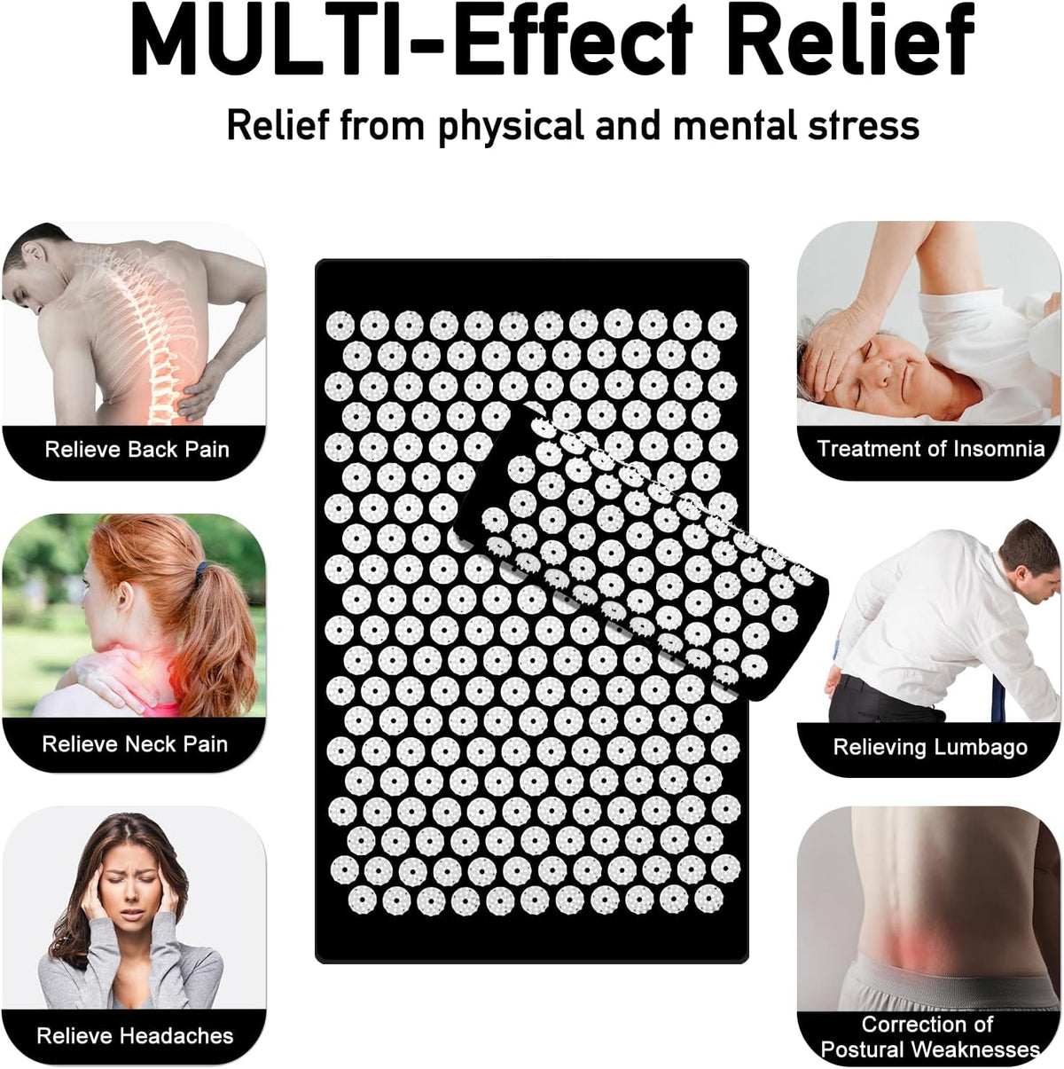 Set Tapis d'Acupression et Oreiller — Soulagement du Dos et Réduction du Stress