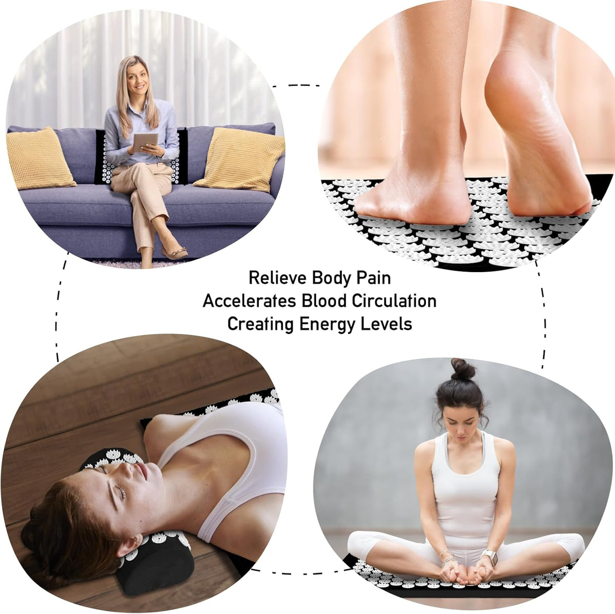Set Tapis d'Acupression et Oreiller — Soulagement du Dos et Réduction du Stress