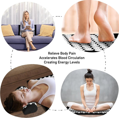 Set Tapis d'Acupression et Oreiller — Soulagement du Dos et Réduction du Stress
