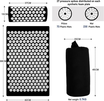 Set Tapis d'Acupression et Oreiller — Soulagement du Dos et Réduction du Stress