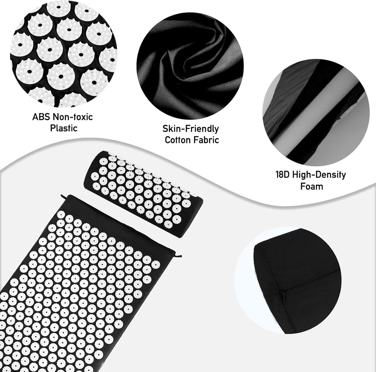 Set Tapis d'Acupression et Oreiller — Soulagement du Dos et Réduction du Stress