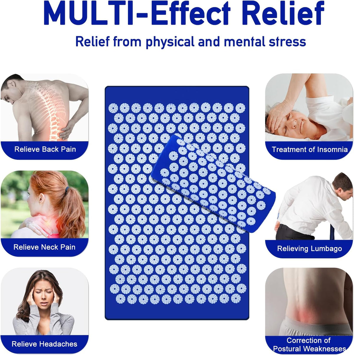 Set Tapis d'Acupression et Oreiller — Soulagement du Dos et Réduction du Stress