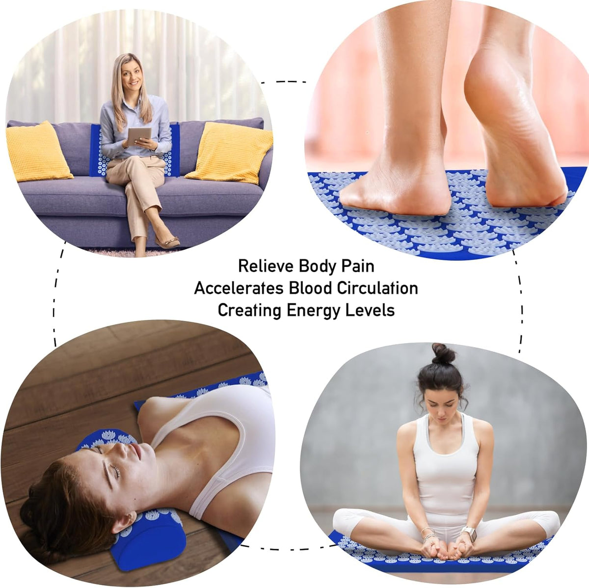 Set Tapis d'Acupression et Oreiller — Soulagement du Dos et Réduction du Stress