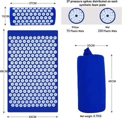 Set Tapis d'Acupression et Oreiller — Soulagement du Dos et Réduction du Stress