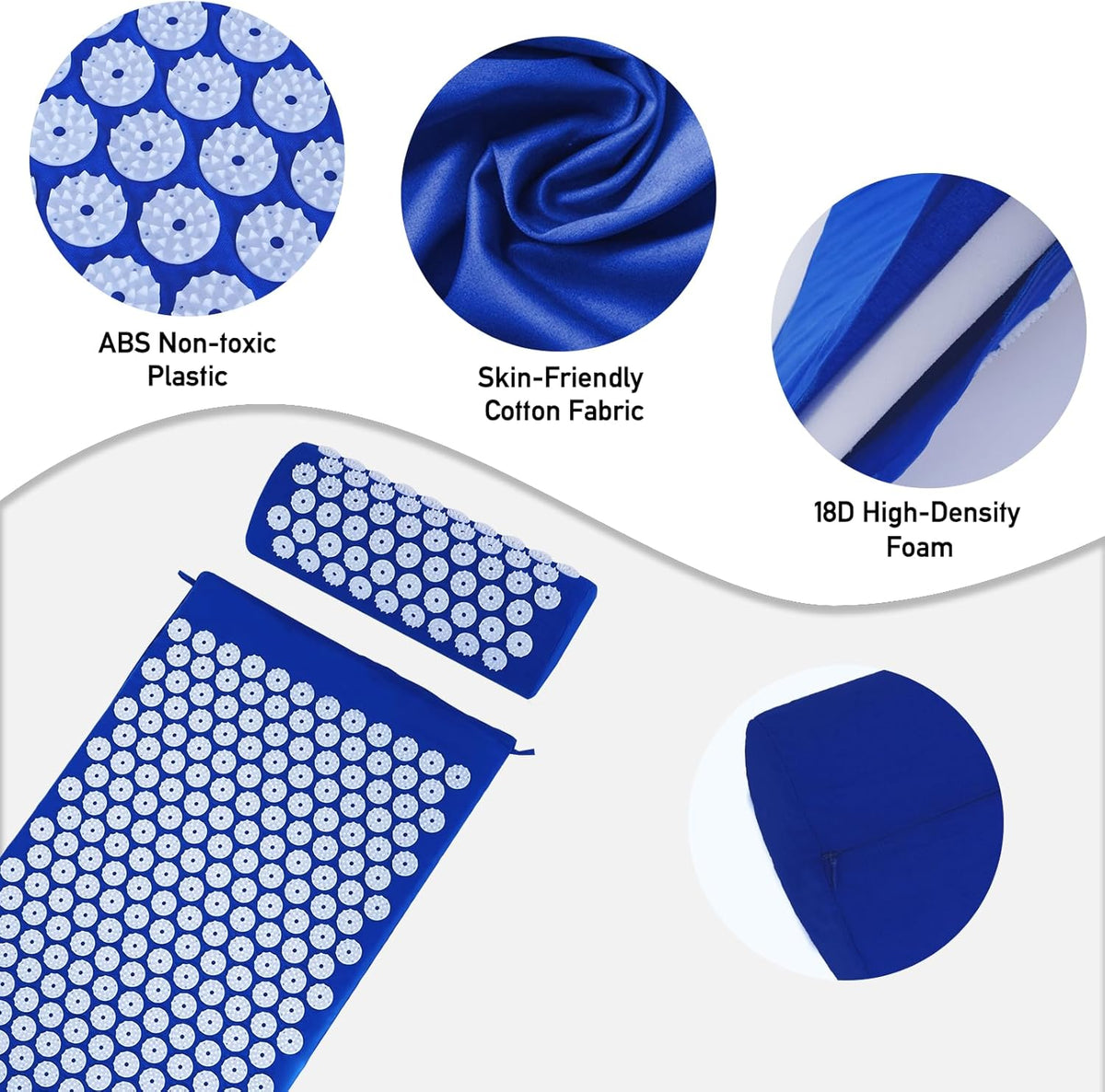 Set Tapis d'Acupression et Oreiller — Soulagement du Dos et Réduction du Stress