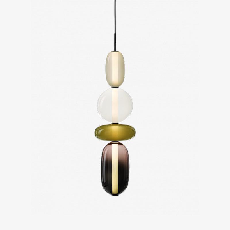 LumiSphere Suspension Verre Colorée LED Moderne | Ø16cm×H50cm Lumière Chaude