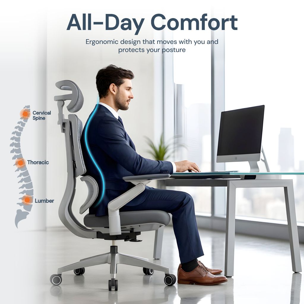 Chaise de Bureau Apex en Maille Haute Performance — Ergonomie Avancée
