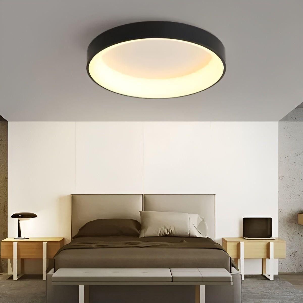 CircleGlimmer Plafonnier Rond Nordic LED | Blanc avec Lumière Chaude pour Salon