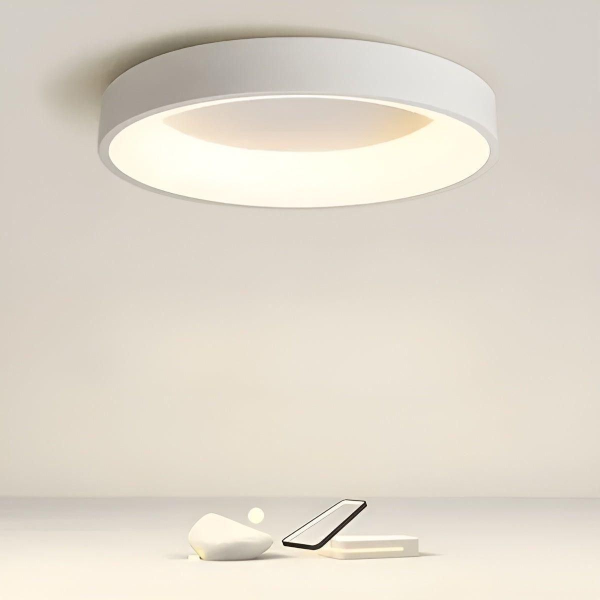 CircleGlimmer Plafonnier Rond Nordic LED | Blanc avec Lumière Chaude pour Salon