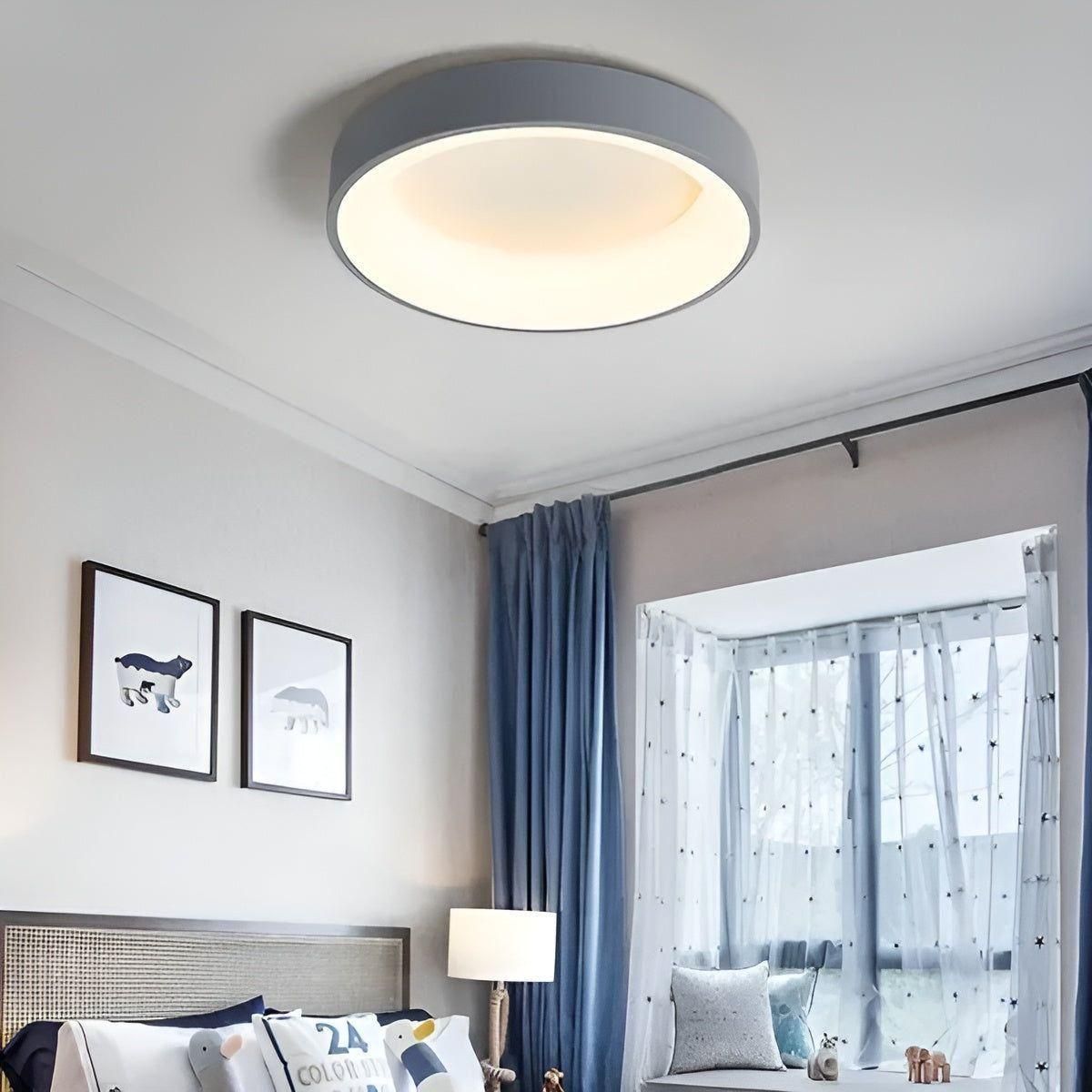 CircleGlimmer Plafonnier Rond Nordic LED | Blanc avec Lumière Chaude pour Salon