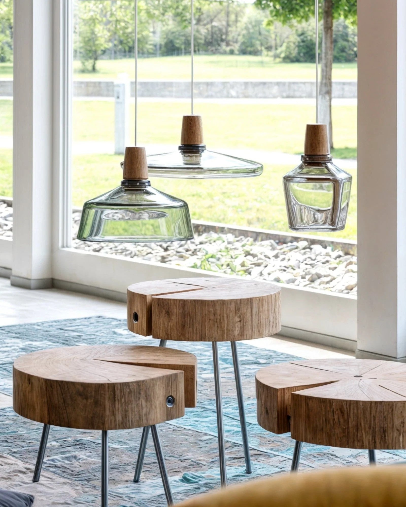 WoodenHalo Suspension Anneau en Bois LED | Design Anneau pour Salon Transparent A ou B