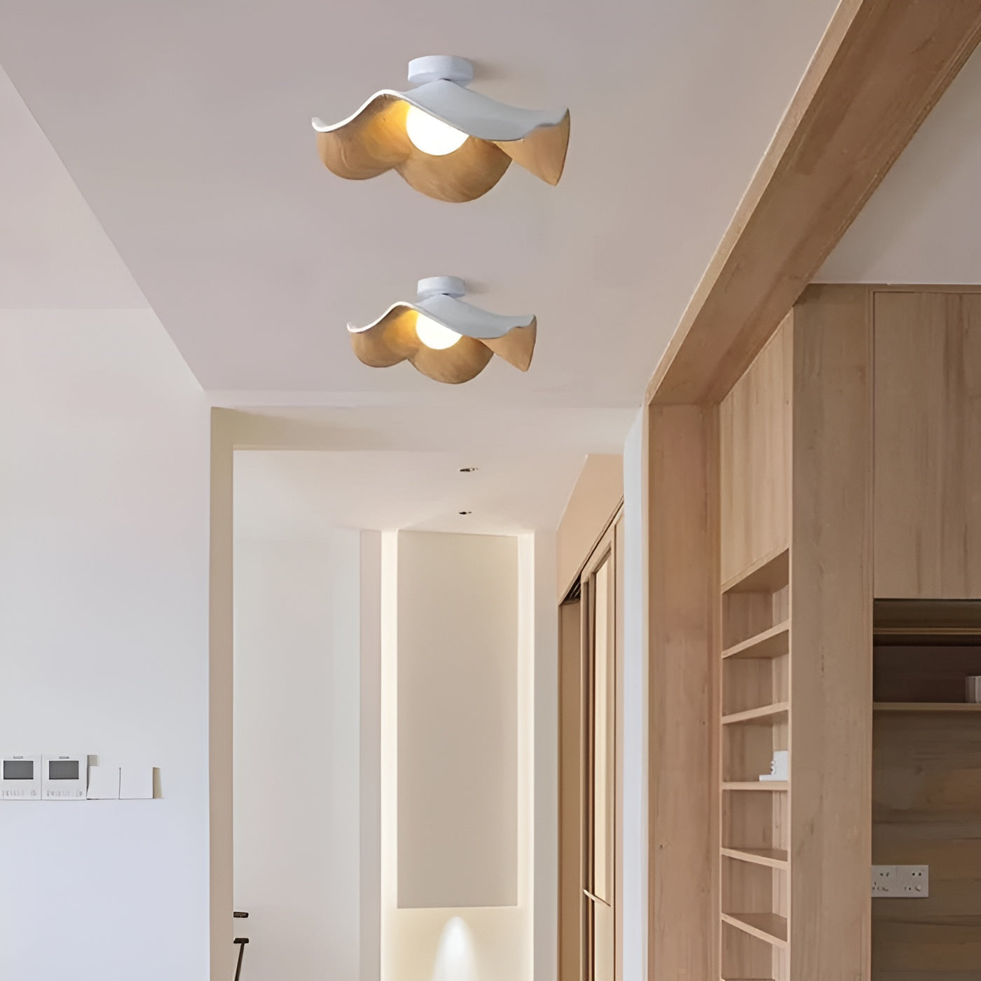PetalBeam Plafonnier Feuille de Lotus en Bois Nordic | Organique D28 ou D40cm