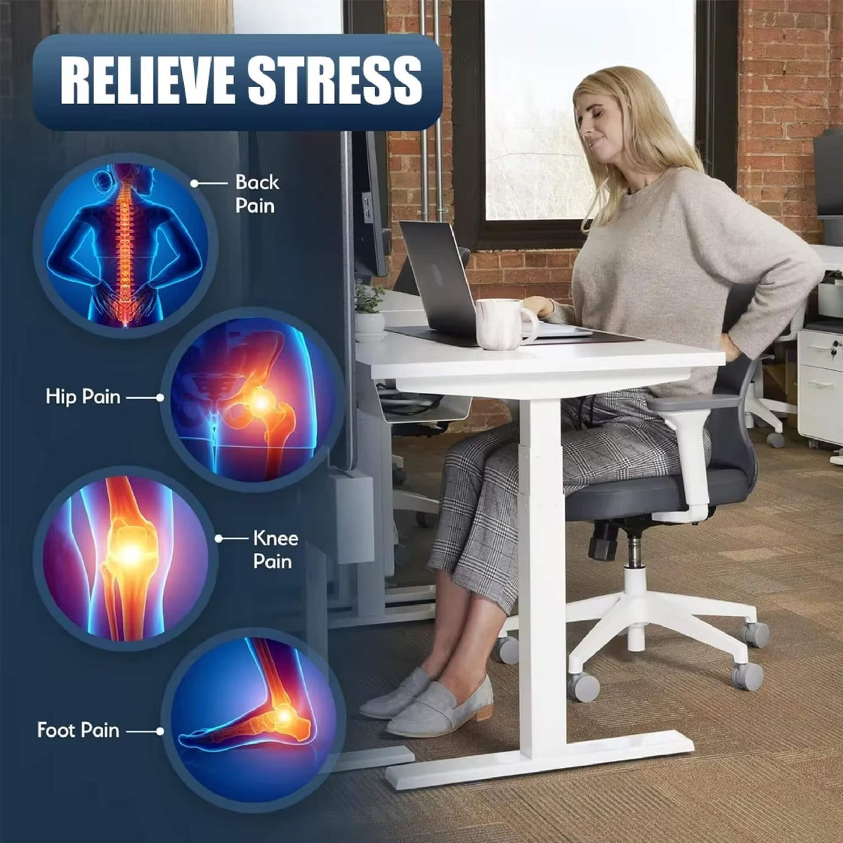 Repose-Pieds Ergonomique Ajustable en Velours Mémoire de Forme pour Bureau