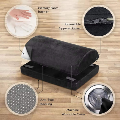 Repose-Pieds Ergonomique Ajustable en Velours Mémoire de Forme pour Bureau